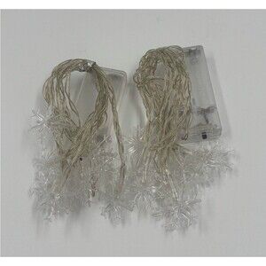 LED Snowflake String Lights Battery Operated Clear Holiday Christmas Fairy Decor